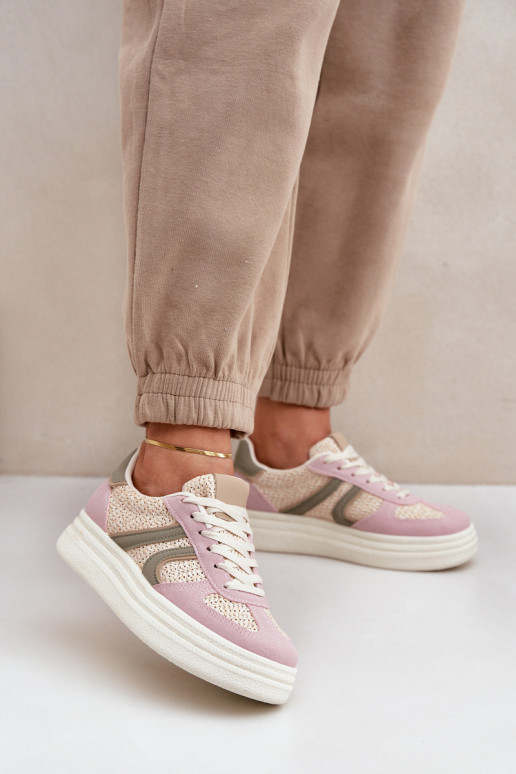 Chaussures modèle baskets Féminin Avec tresse avec une plateforme Couleurs différentes Lesida