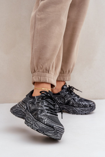 Bottines pour femmes style sneakers avec plateforme et usure noire SeladĮen 2