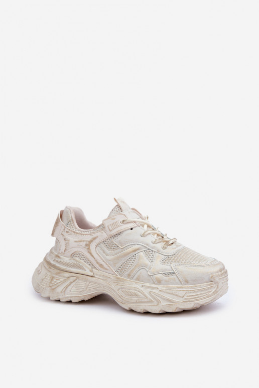 Bottines pour femmes style sneakers avec plateforme et usure couleur sable SeladĮen