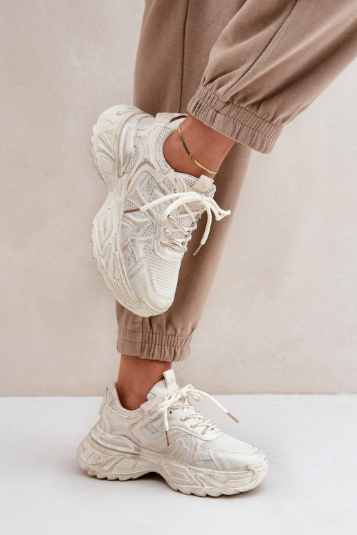 Bottines pour femmes style sneakers avec plateforme et usure couleur sable SeladĮen