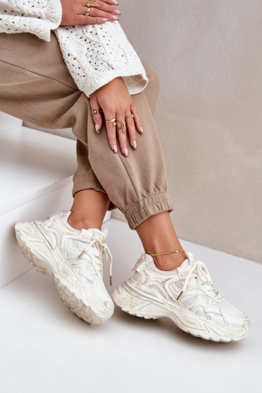 Bottines pour femmes style sneakers avec plateforme et usure couleur sable SeladĮen