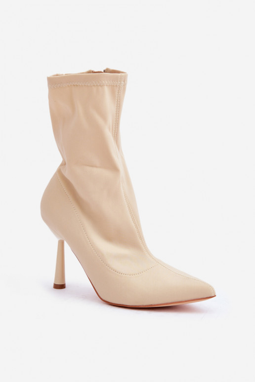 Bottines avec talons fins couleur ivoire Amune
