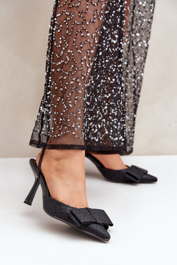 Escarpins brillants avec nœuds couleur noire Gredan