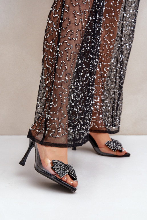 Voir à travers des sandales avec des talons fins Avec Brillant Arc couleur noire Viosta Voir à travers des sandales avec des talons fins Avec Brillant Arc couleur noire Viosta