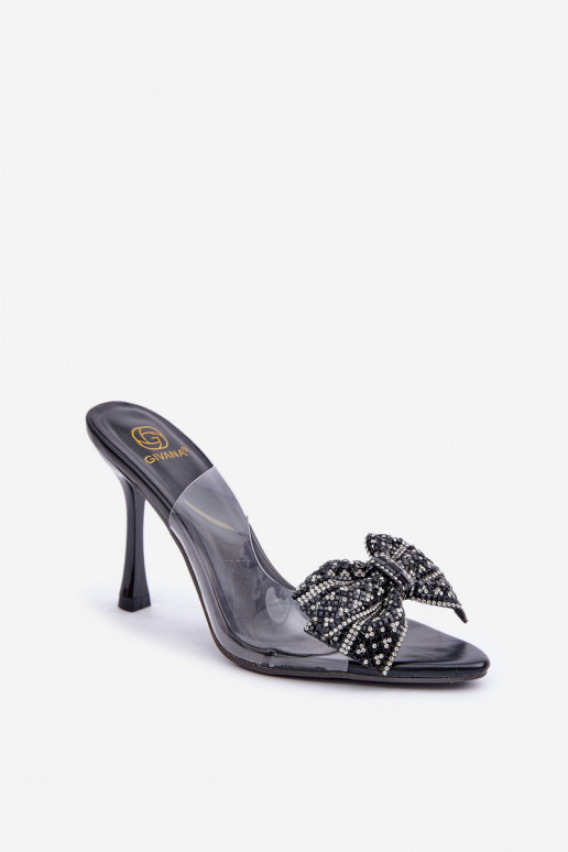 Voir à travers des sandales avec des talons fins Avec Brillant Arc couleur noire Viosta Voir à travers des sandales avec des talons fins Avec Brillant Arc couleur noire Viosta