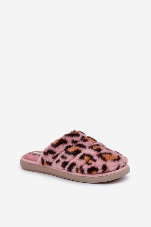 Chaussons pour femmes avec fourrure à motif léopard Inblu EK000008 couleur rose