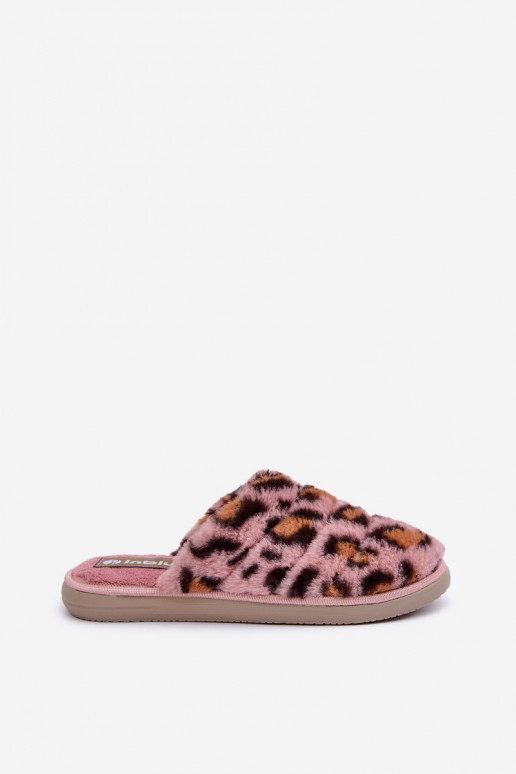 Chaussons pour femmes avec fourrure à motif léopard Inblu EK000008 couleur rose