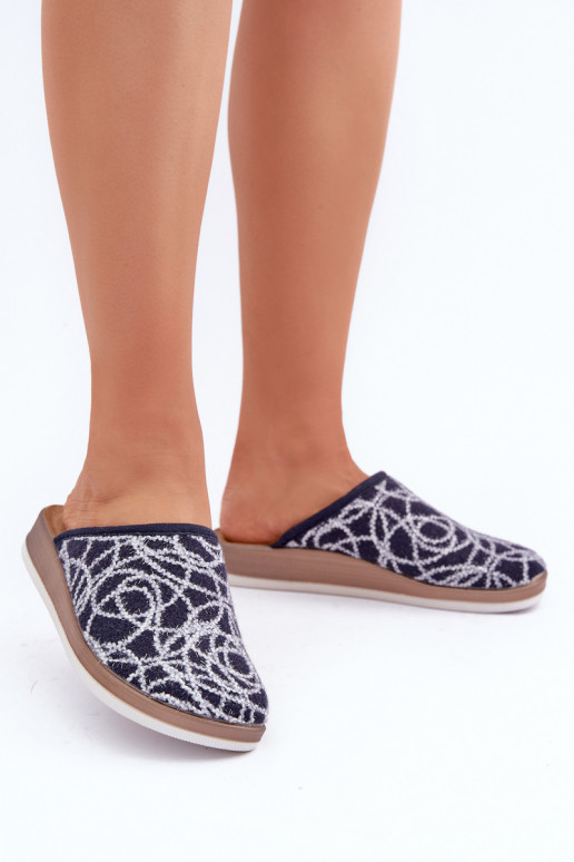 Chaussons Mules Femme Inblu CT000028 bleu marine brillant