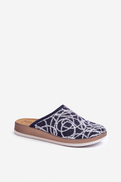 Chaussons Mules Femme Inblu CT000028 bleu marine brillant