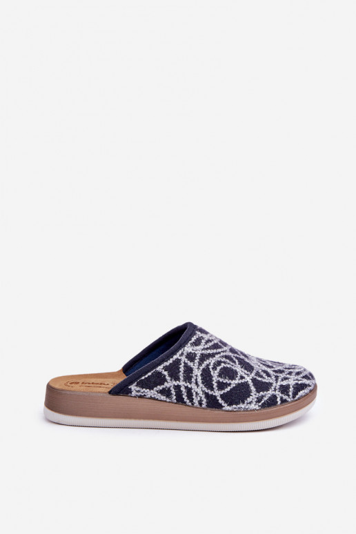 Chaussons Mules Femme Inblu CT000028 bleu marine brillant