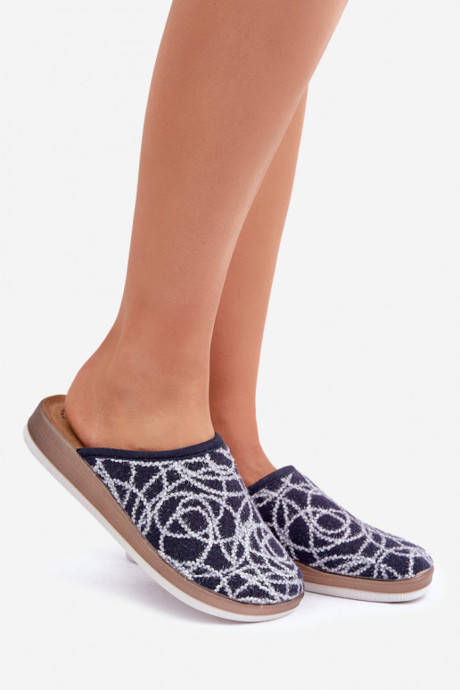 Chaussons Mules Femme Inblu CT000028 bleu marine brillant