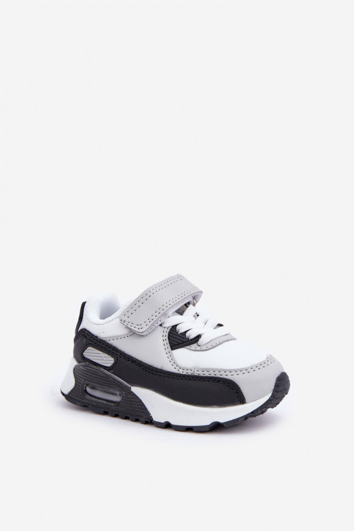 Baskets en cuir pour enfants à plateforme blanc-noir Lori
