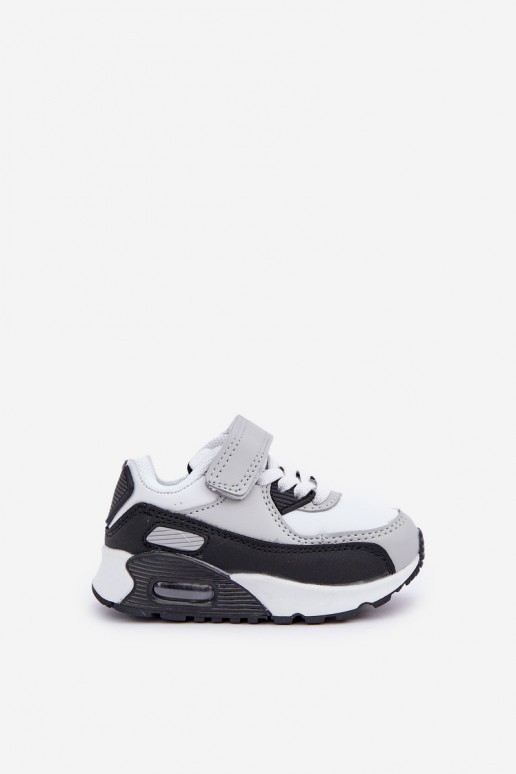Baskets en cuir pour enfants à plateforme blanc-noir Lori
