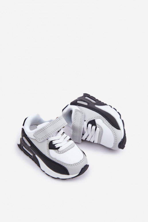 Baskets en cuir pour enfants à plateforme blanc-noir Lori