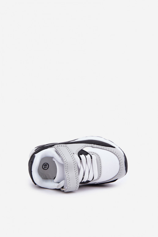 Baskets en cuir pour enfants à plateforme blanc-noir Lori