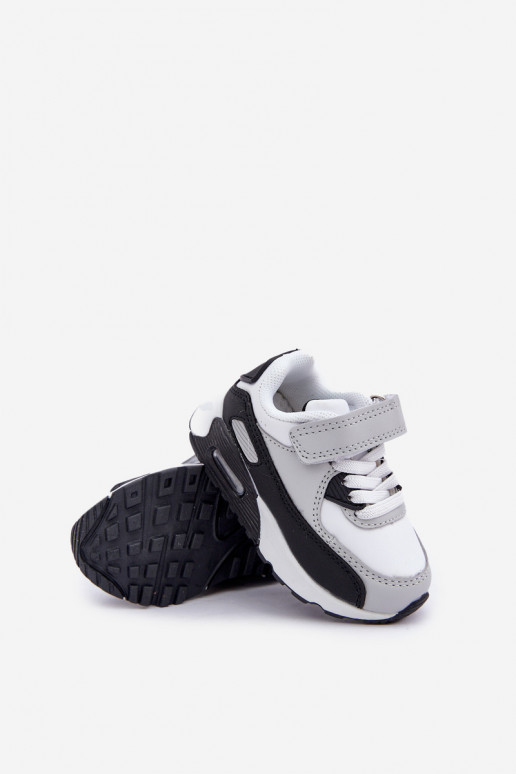 Baskets en cuir pour enfants à plateforme blanc-noir Lori