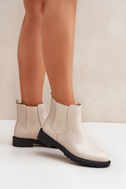 bottes élégantes Féminin avec des talons larges beige Selanna