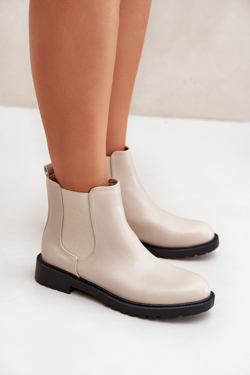 bottes élégantes Féminin avec des talons larges beige Selanna