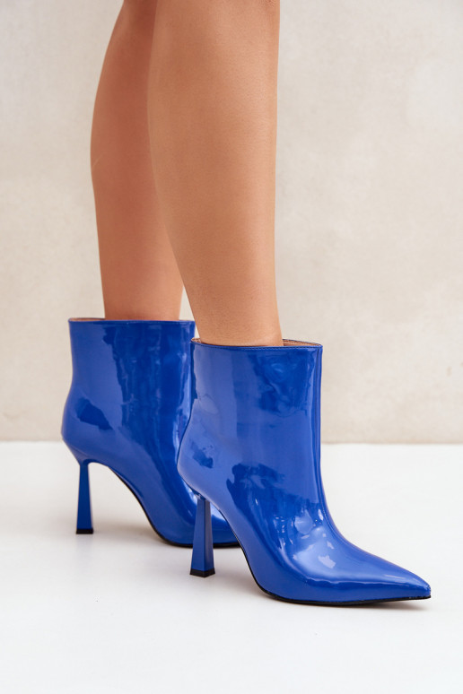 avec effet vernis Bottes Activé Szpice Un modèle convaincant couleur bleue Seliri avec effet vernis Bottes Activé Szpice Un modèle convaincant couleur bleue Seliri