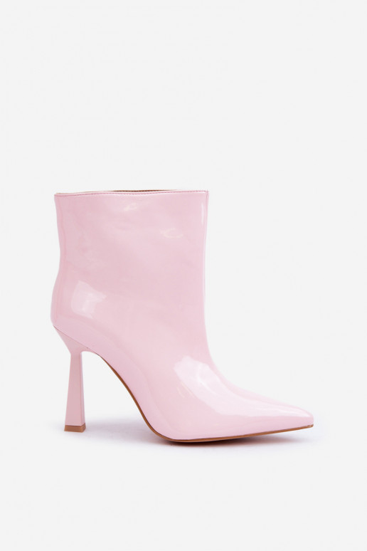 Bottines avec effet verni modèle à enfiler rose clair Seliri