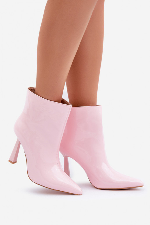Bottines avec effet verni modèle à enfiler rose clair Seliri