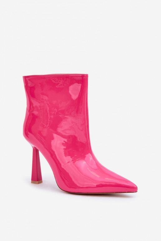 Bottines avec effet verni modèle à enfiler rose Seliri