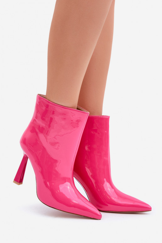 Bottines avec effet verni modèle à enfiler rose Seliri
