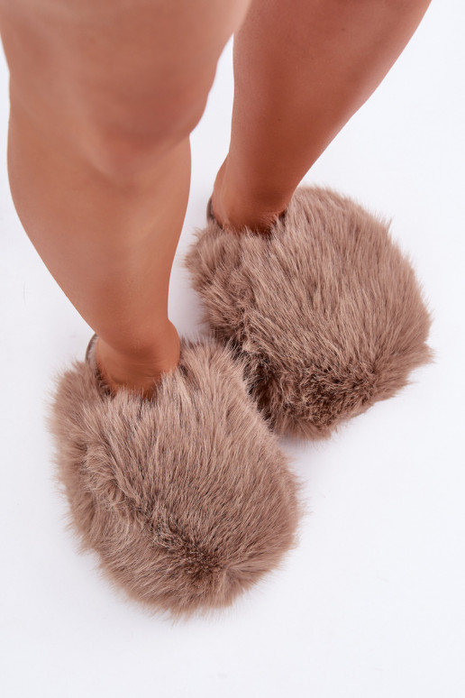Chaussons pour femmes avec fourrure couleur sable INladisa