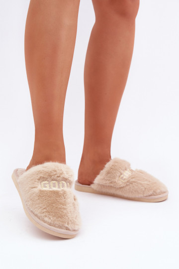 Chaussons pour femmes avec fourrure I Įjungtapisem couleur sable Kalelia 2