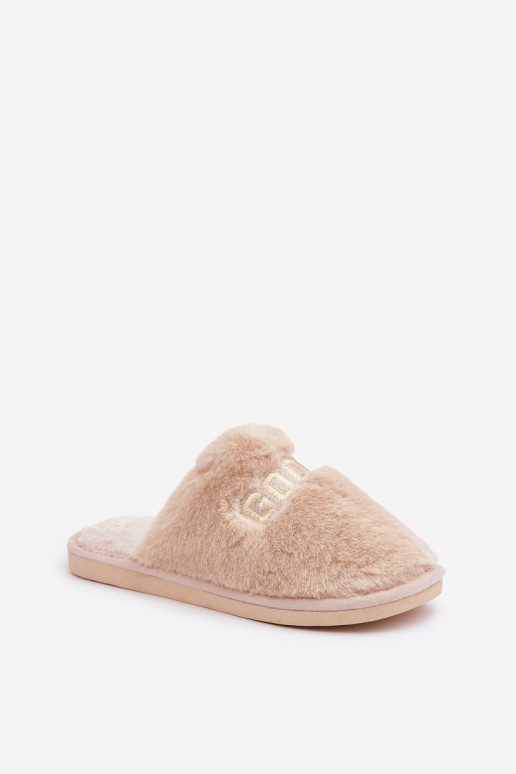 Chaussons pour femmes avec fourrure I Įjungtapisem couleur sable Kalelia