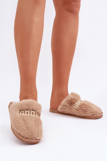 Chaussons pour femmes avec fourrure I Įjungtapisem couleur marron Kalelia 2