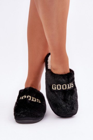 Chaussons Féminin avec un manteau de fourrure I Activépisem couleur noire Kalelia