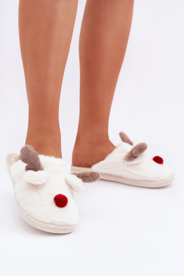 avec un manteau de fourrure Chaussons Féminin Avec un thème Renne couleur blanche Sennalith