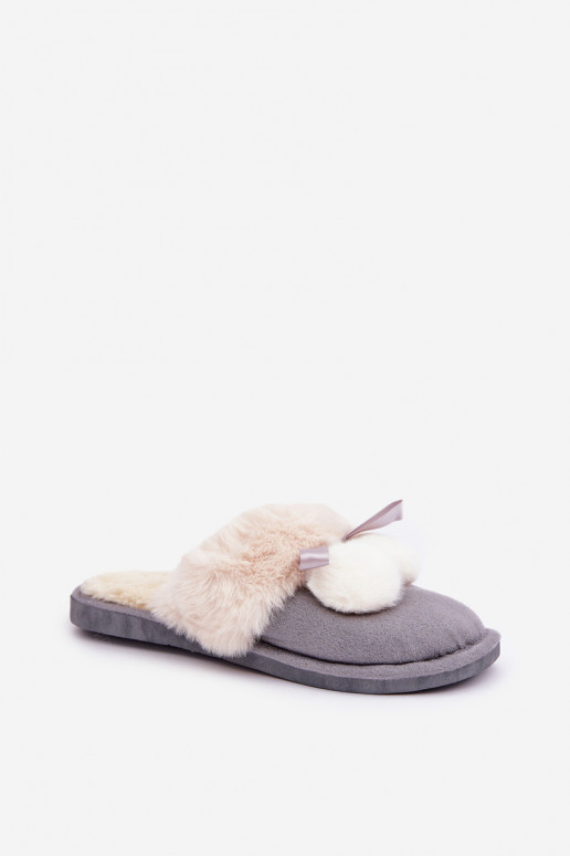 Chaussons pour femmes avec fourrure grises Įjungtartani