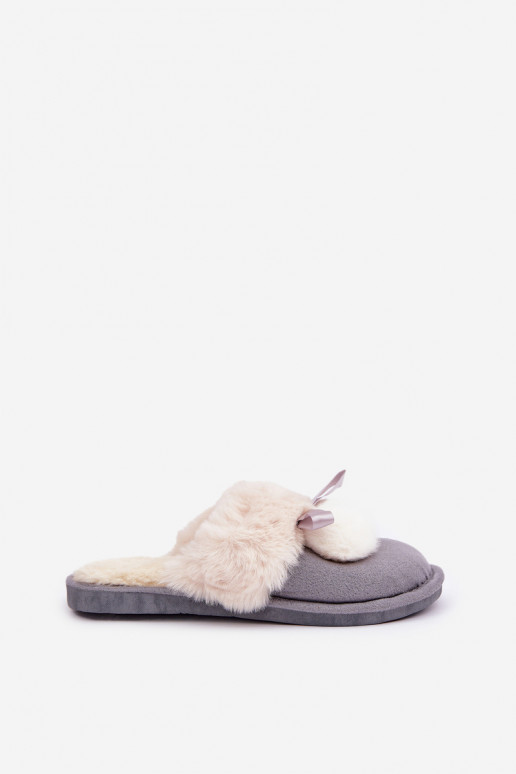 Chaussons pour femmes avec fourrure grises Įjungtartani