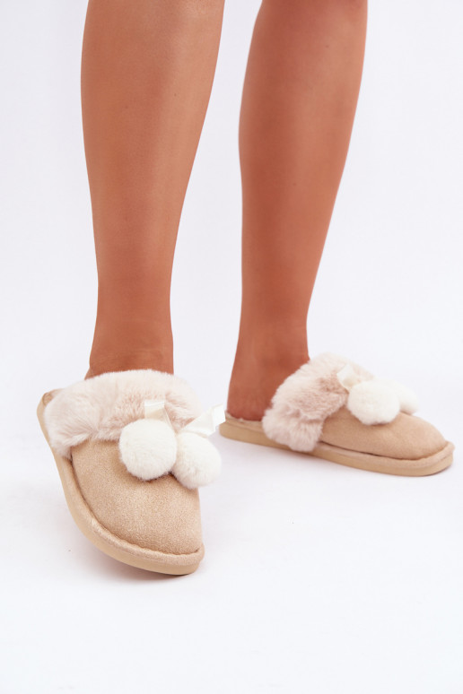Chaussons pour femmes avec fourrure couleur sable Įjungtartani