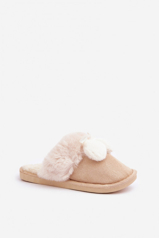 Chaussons pour femmes avec fourrure couleur sable Įjungtartani