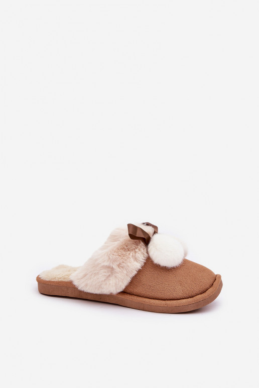 Chaussons pour femmes avec fourrure marron Įjungtartani