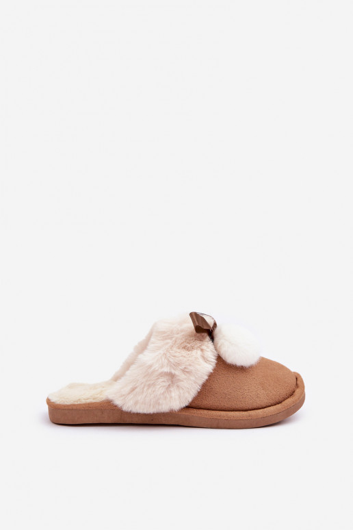 Chaussons pour femmes avec fourrure marron Įjungtartani