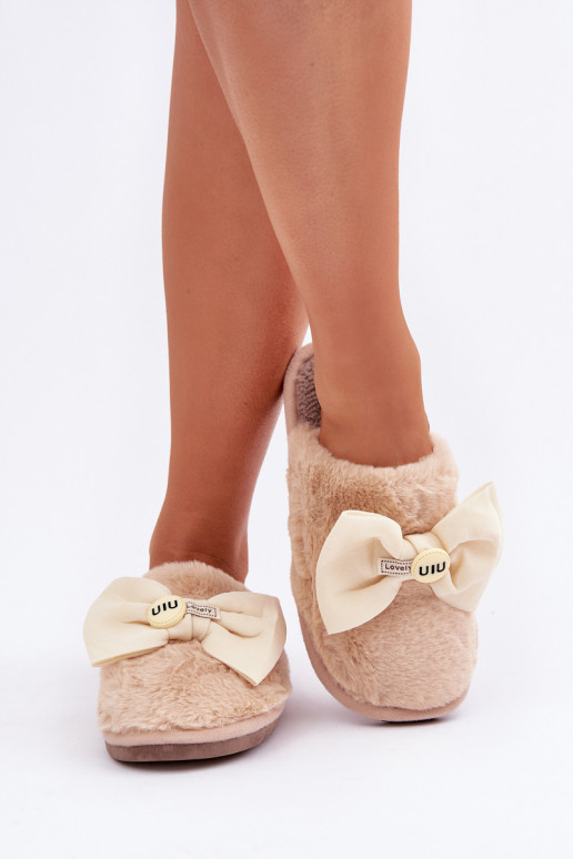 Chaussons pour femmes avec fourrure I Lankas couleur sable Olfedi