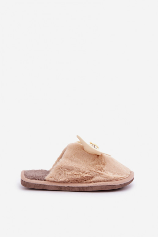 Chaussons Féminin avec un manteau de fourrure I Arc beige Olfedi