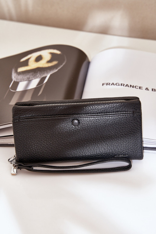 Grand portefeuille pour femmes avec embossage en simili cuir noir Tai turirtiel