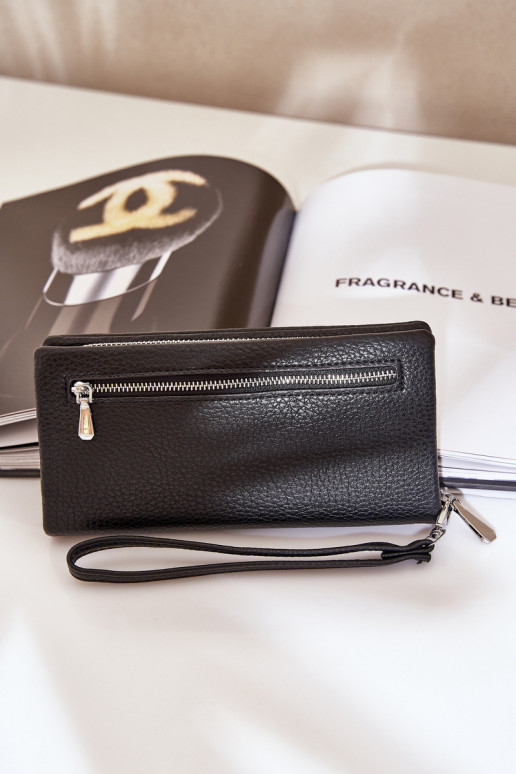 Grand portefeuille pour femmes avec embossage en simili cuir noir Tai turirtiel
