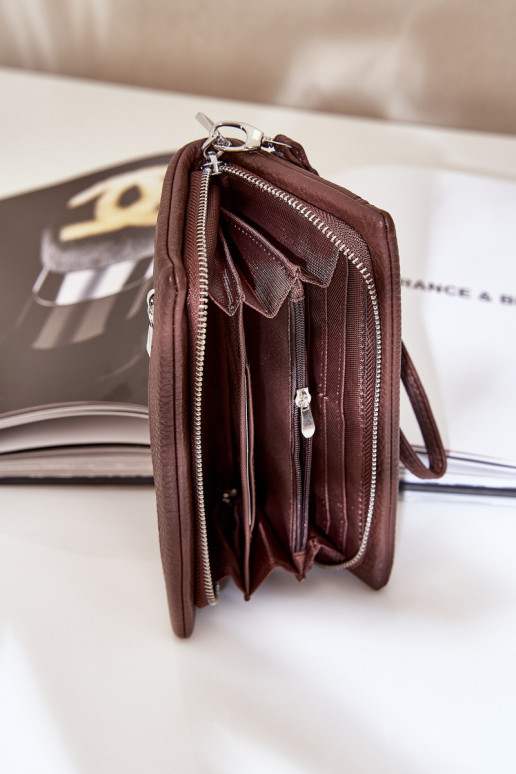 Grand portefeuille pour femmes avec embossage en simili cuir chocolat Tai turirtiel