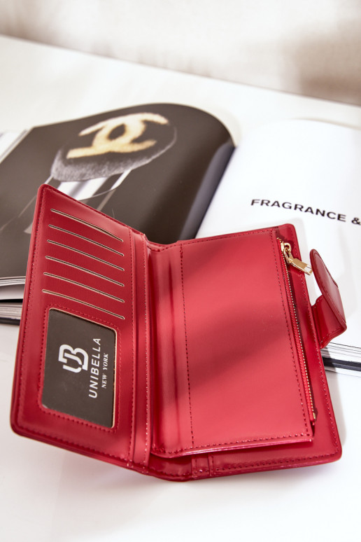 Portefeuille femme en cuir écologique couleur rouge Kalinessa Portefeuille femme en cuir écologique couleur rouge Kalinessa