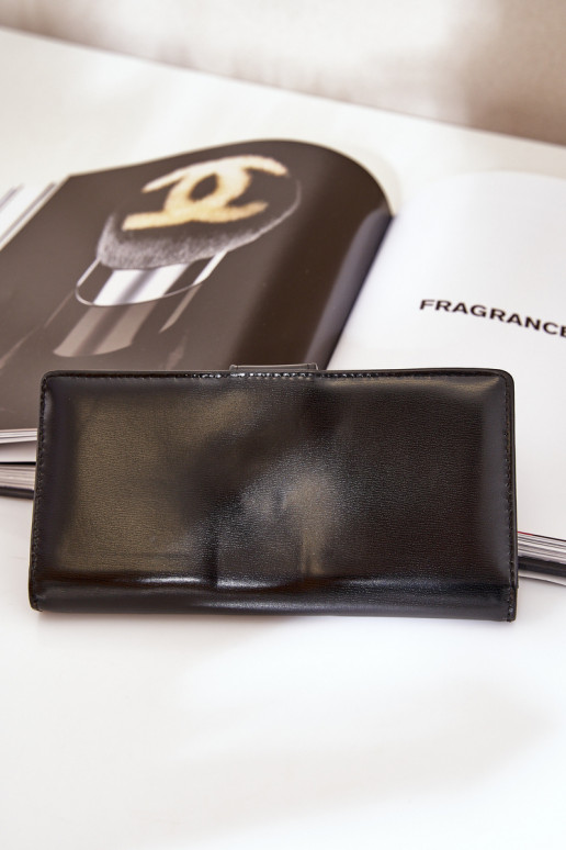 Portefeuille femme en simili cuir noir Kalinessa