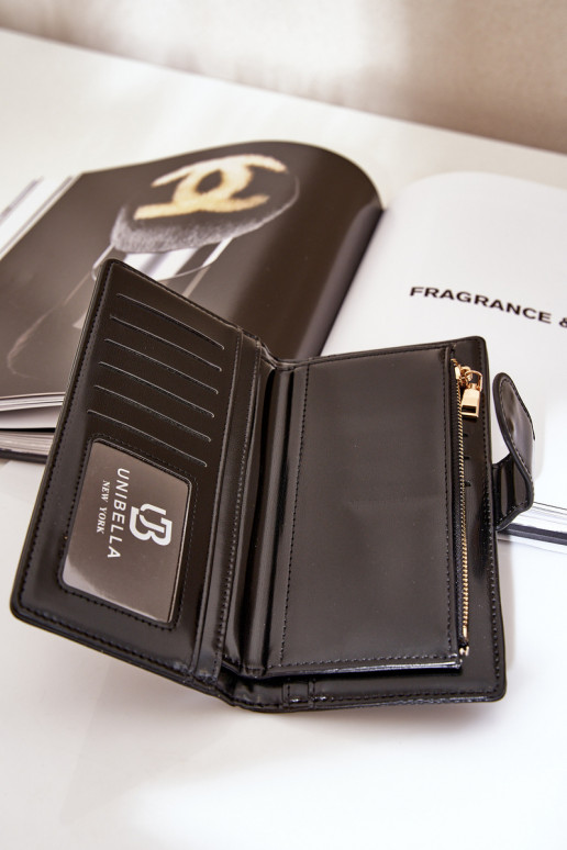 Portefeuille femme en simili cuir noir Kalinessa