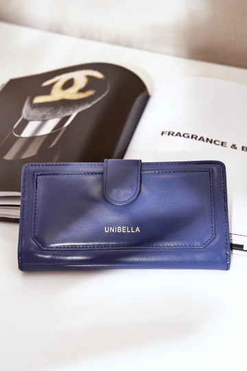 Portefeuille femme en cuir écologique bleu foncé Kalinessa