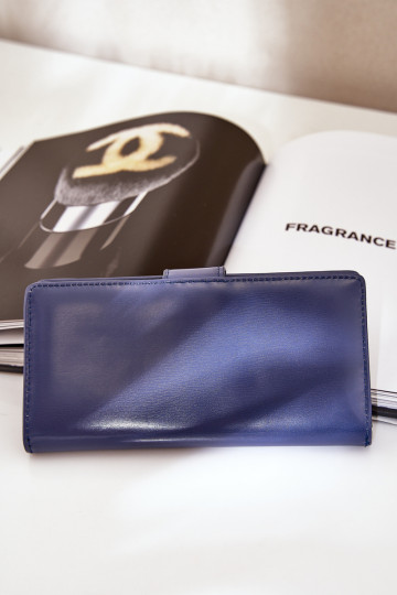 Portefeuille femme en simili cuir bleu marine Kalinessa 2
