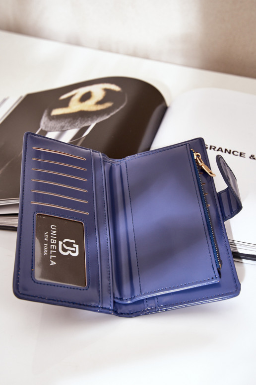 Portefeuille femme en simili cuir bleu marine Kalinessa